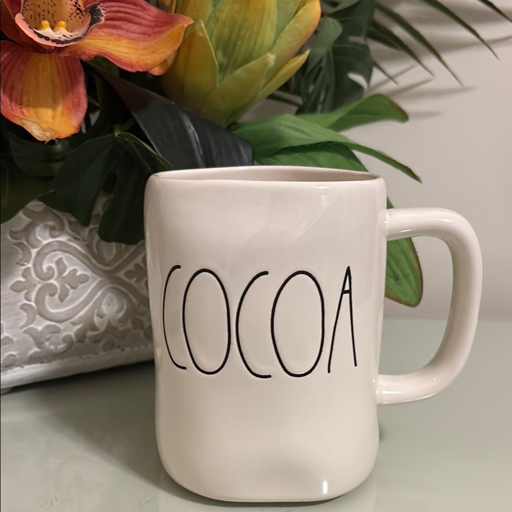 Rae Dunn White Mug with Cocoa Text